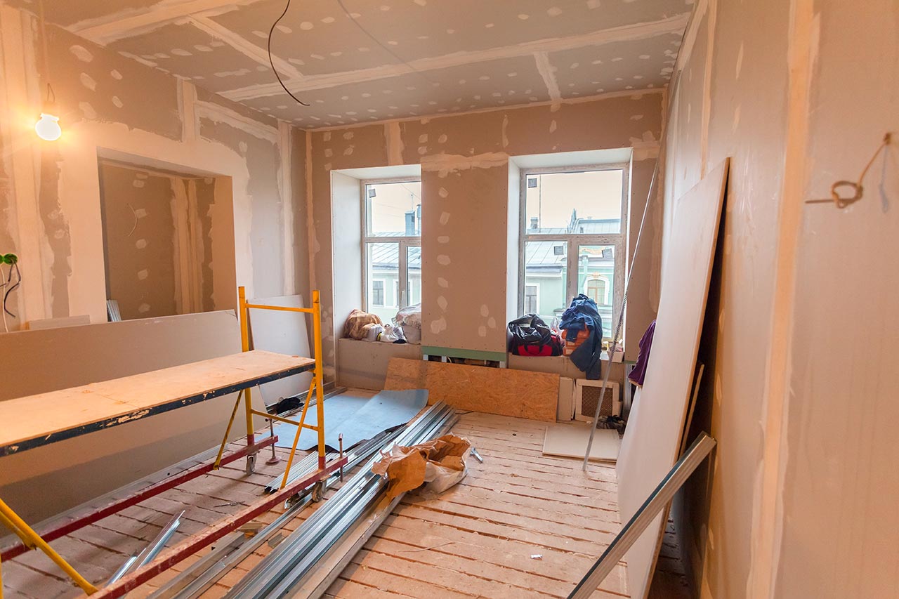 Seaburn Extension interior with phase one plastering